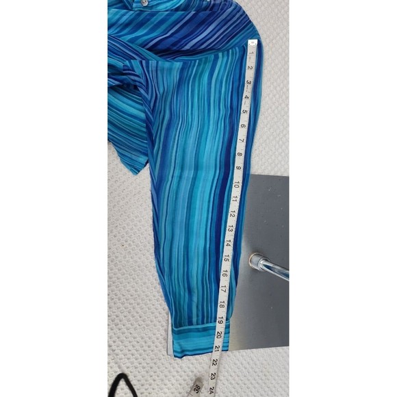 2 pc Virgo Petite Womens‎ 6P Sheer Blouse Long Sleeves Turquoise Shell Buttons - Picture 14 of 16